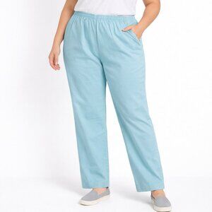 Alfred Dunner Women’s Pants Size 16 Light Blue Pull On Elastic Waist 100% Cotton